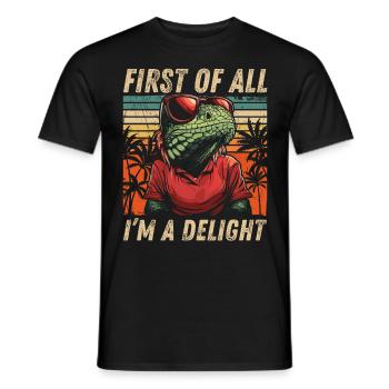 Cheeky Iguana - Vintage Palm Tree Look - Men's T-Shirt - black - Front - AI Model Male 178 light (178cm)