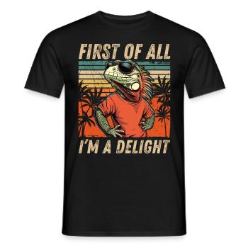 Funny Iguana - Vintage Tropical Look - Men's T-Shirt - black - Front - AI Model Male 178 light (178cm)