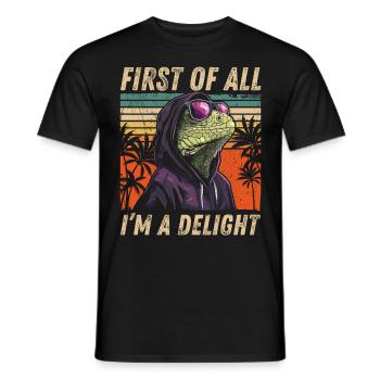 Sarcastic Iguana - Colorful Tropical Style - Men's T-Shirt - black - Front - AI Model Male 178 light (178cm)