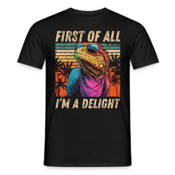 Retro Iguana Hoodie - Tropical Design - Men's T-Shirt - black - Front - AI Model Male 178 light (178cm)