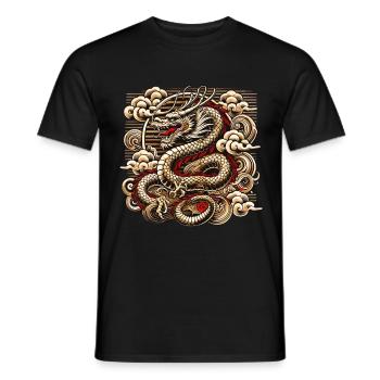 Kaiserliches Drachen Japan Retro 80s 90s Wolken - Männer T-Shirt - Schwarz - Vorne - AI Model Male 178 light (178cm)