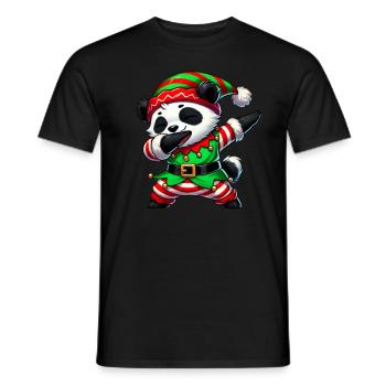 Christmas Panda Elf Funny Panda Lover - Men's T-Shirt - black - Front - AI Model Male 178 light (178cm)