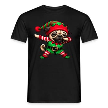 Weihnachten Mops Elf Lustiger Mopsliebhaber - Männer T-Shirt - Schwarz - Vorne - AI Model Male 178 light (178cm)