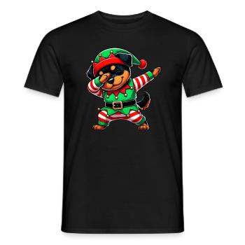 Rottweiler de Noël Elfe Drôle d’amateur de Rottweiler - T-shirt homme - noir - Devant - AI Model Male 178 light (178cm)