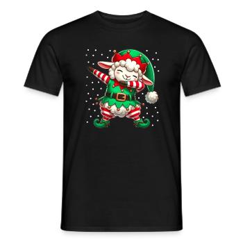 Christmas Sheep Elf Funny Sheep Lover - Men's T-Shirt - black - Front - AI Model Male 178 light (178cm)