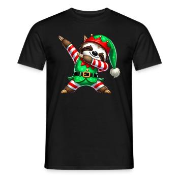 Christmas Sloth Elf Funny Sloth Lover - Men's T-Shirt - black - Front - AI Model Male 178 light (178cm)