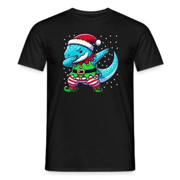 Christmas T-rex Elf Funny T-rex Lover - Men's T-Shirt - black - Front - AI Model Male 178 light (178cm)