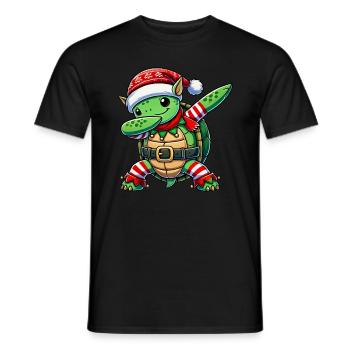 Christmas Turtle Elf Funny Turtle - Men's T-Shirt - black - Front - AI Model Male 178 light (178cm)