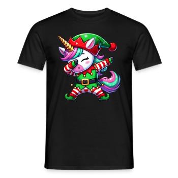 Christmas Unicorn Elf Funny Unicorn Women - Men's T-Shirt - black - Front - AI Model Male 178 light (178cm)