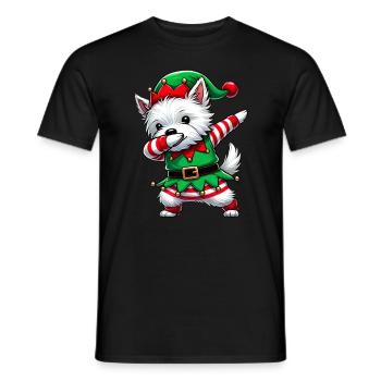 Christmas Westi Elf Funny West Highland Terrier - Men's T-Shirt - black - Front - AI Model Male 178 light (178cm)