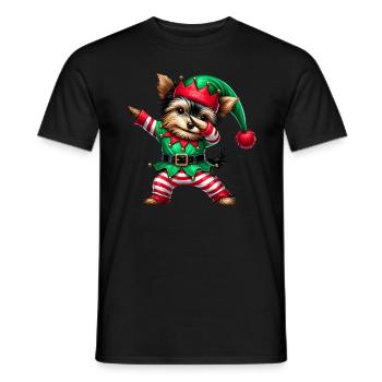 Weihnachten Yorkie Elf Lustiger Yorkshire Terrier - Männer T-Shirt - Schwarz - Vorne - AI Model Male 178 light (178cm)