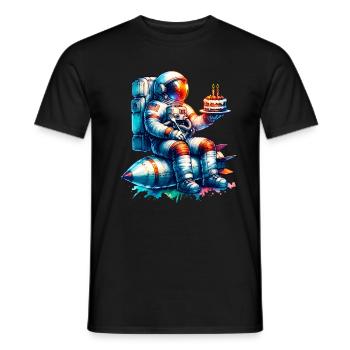 Astronaut Birthday - Men's T-Shirt - black - Front - AI Model Male 178 light (178cm)