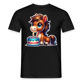 Horse Foal Pony Birthday - Men's T-Shirt - black - Front - AI Model Male 178 light (178cm)