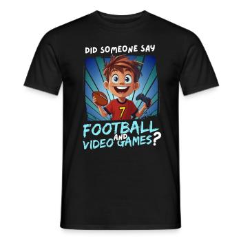 7th Birthday Football and Gaming for 7 Year Olds - Men's T-Shirt - black - Front - AI Model Male 178 light (178cm)