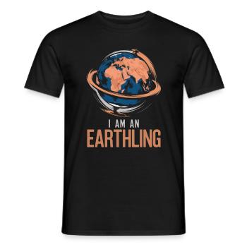 Je suis un terrien / Humain fier / Terre , Monde - T-shirt homme - noir - Devant - AI Model Male 178 light (178cm)