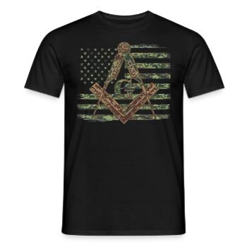 American Camo Flag Mason Masonic Camo - Men's T-Shirt - black - Front - AI Model Male 178 light (178cm)