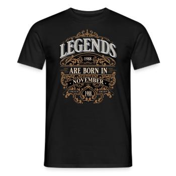 1988 Novembre Naissance Année de naissance - T-shirt homme - noir - Devant - AI Model Male 178 light (178cm)