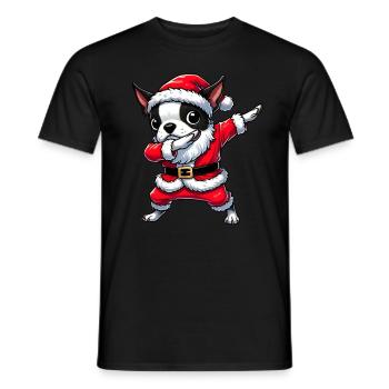 Christmas Boston Terrier Santa Claus - Men's T-Shirt - black - Front - AI Model Male 178 light (178cm)