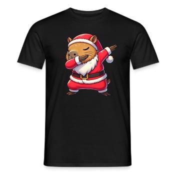 Weihnachten Capybara Santa Funny Wasserschwein - Männer T-Shirt - Schwarz - Vorne - AI Model Male 178 light (178cm)