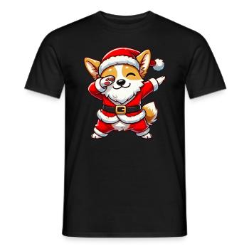 Christmas Corgi Santa Funny Welsh Corgi - Men's T-Shirt - black - Front - AI Model Male 178 light (178cm)