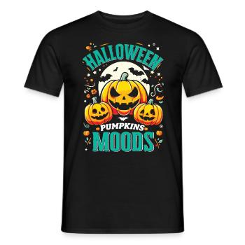 HALLOWEEN PUMPKIN MOODS Funny Halloween - Men's T-Shirt - black - Front - AI Model Male 178 light (178cm)