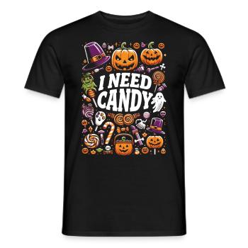 Costume d’Halloween Enfants J’AI BESOIN DE BONBONS DRÔLE - T-shirt homme - noir - Devant - AI Model Male 178 light (178cm)