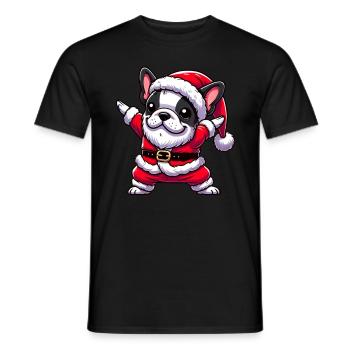 Christmas Frenchie Santa Funny French - Men's T-Shirt - black - Front - AI Model Male 178 light (178cm)