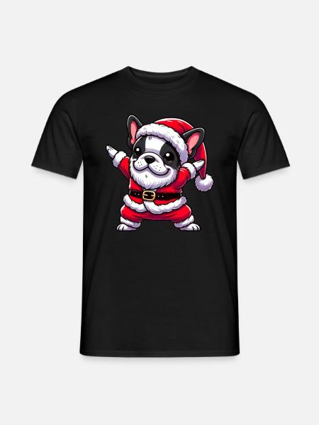 Christmas Frenchie Santa Funny French - Men's T-Shirt - black