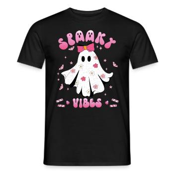 Halloween Fille SPOOKY VIBES Fête d’Halloween - T-shirt homme - noir - Devant - AI Model Male 178 light (178cm)