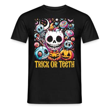 Halloween Costume Kids TRICK OR TEETH Funny - Men's T-Shirt - black - Front - AI Model Male 178 light (178cm)