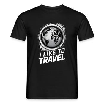 J’aime voyager / carte du monde - T-shirt homme - noir - Devant - AI Model Male 178 light (178cm)