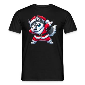 Weihnachten Husky Santa Funny Husky Liebhaber - Männer T-Shirt - Schwarz - Vorne - AI Model Male 178 light (178cm)