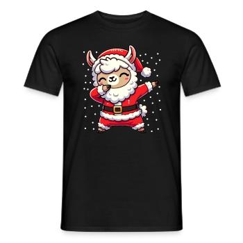Christmas Llama Santa Funny Llama Lover - Men's T-Shirt - black - Front - AI Model Male 178 light (178cm)