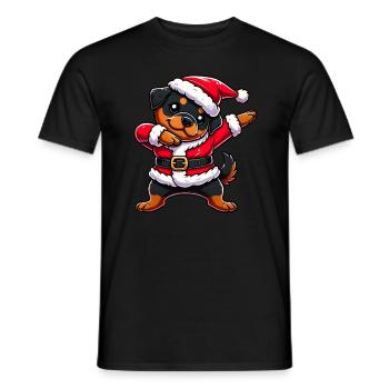 Christmas Rottweiler Santa Funny Rottweiler Dog - Men's T-Shirt - black - Front - AI Model Male 178 light (178cm)