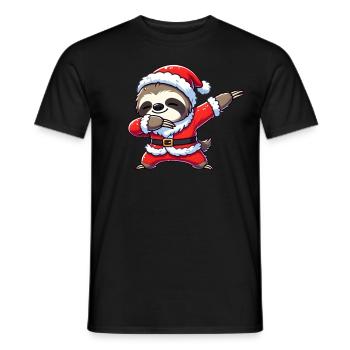 Christmas Sloth Santa Funny Sloth - Men's T-Shirt - black - Front - AI Model Male 178 light (178cm)