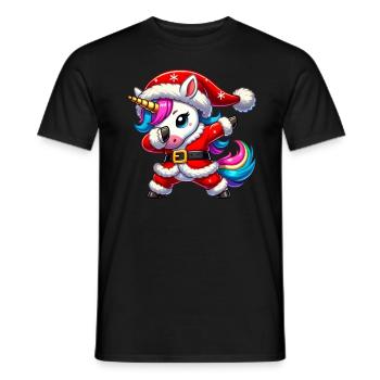 Christmas Unicorn Santa Funny Unicorn Lover - Men's T-Shirt - black - Front - AI Model Male 178 light (178cm)