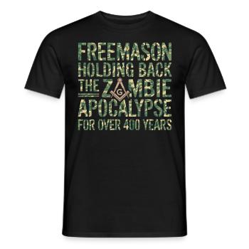 Zombie Apocalypse Mason Masonic Camo Freemason - Men's T-Shirt - black - Front - AI Model Male 178 light (178cm)