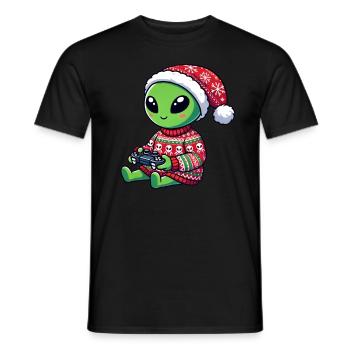 Weihnachten Gamer Alien Videospiele Gaming - Männer T-Shirt - Schwarz - Vorne - AI Model Male 178 light (178cm)