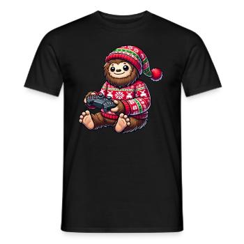Weihnachten Gamer Bigfoot Videospiele Gaming - Männer T-Shirt - Schwarz - Vorne - AI Model Male 178 light (178cm)