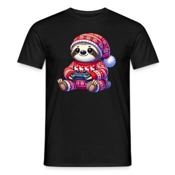 Weihnachten Gamer Faultier Videospiele Gaming - Männer T-Shirt - Schwarz - Vorne - AI Model Male 178 light (178cm)