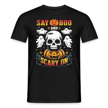 Fête d’Halloween Enfants SAY BOO SCARY ON Funny - T-shirt homme - noir - Devant - AI Model Male 178 light (178cm)