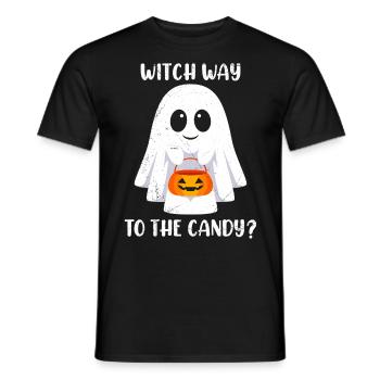 Costume d’Halloween Enfants WITCH WAY TO THE CANDY ? - T-shirt homme - noir - Devant - AI Model Male 178 light (178cm)