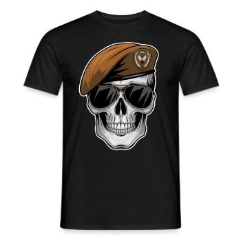Militärische Totenkopf-Sonnenbrille - Männer T-Shirt - Schwarz - Vorne - AI Model Male 178 light (178cm)