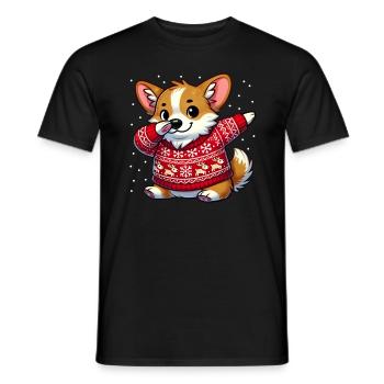 Noël Corgi gallois Corgi Noël laid - T-shirt homme - noir - Devant - AI Model Male 178 light (178cm)