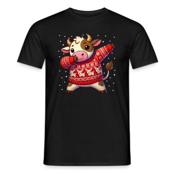 Weihnachten Kuh Landwirt Lustige Kuh Hässliche - Männer T-Shirt - Schwarz - Vorne - AI Model Male 178 light (178cm)