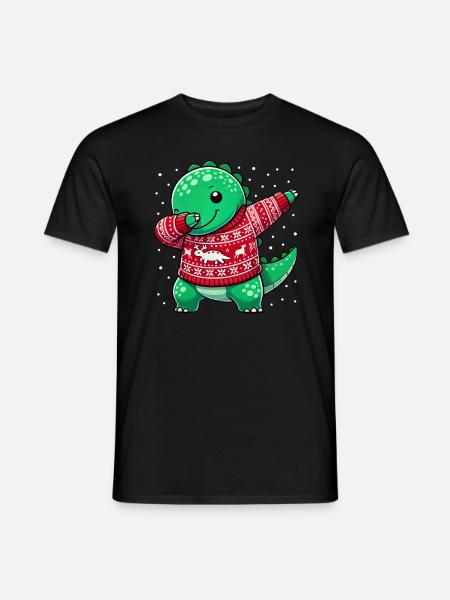Christmas Dino Dinosaur Ugly Christmas - Men's T-Shirt - black