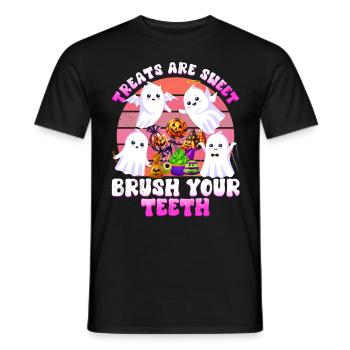 Halloween Party TREATS ARE SWEET BRUSH YOUR TEETH - Men's T-Shirt - black - Front - AI Model Male 178 light (178cm)