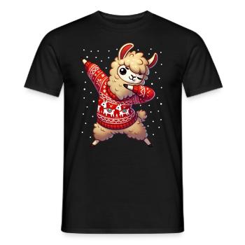 Weihnachten Llama Alpaka Hässlich Weihnachten - Männer T-Shirt - Schwarz - Vorne - AI Model Male 178 light (178cm)