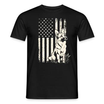 Jour de l’indépendance Drapeau du berger allemand Journée des anciens combattants - T-shirt homme - noir - Devant - AI Model Male 178 light (178cm)