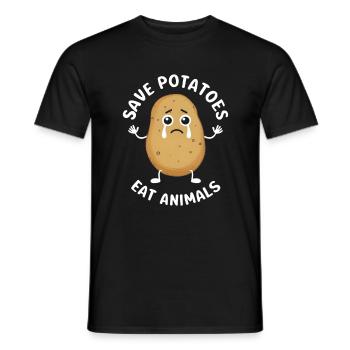 Sauver les pommes de terre, manger les animaux - T-shirt homme - noir - Devant - AI Model Male 178 light (178cm)